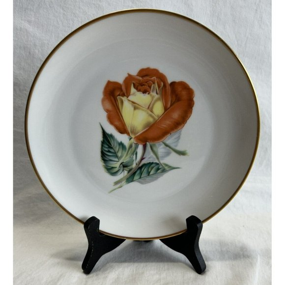 H & C Selb Bavaria Germany Forty-Nine Yellow & Orange Rose Porcelain Side Plate - Picture 1 of 6